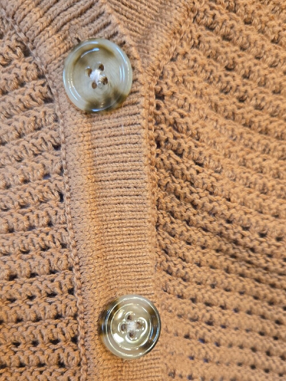 LOFT Camel Open-Weave Button Cardigan - Picture 5 of 8